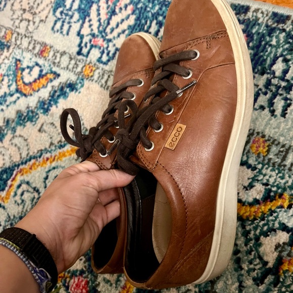Ecco Men's Brown Leather Soft Sneakers - Picture 4 of 6